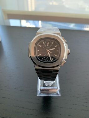 Nautilus Stainless Steel Men's Chronograph Watch - Black Dial